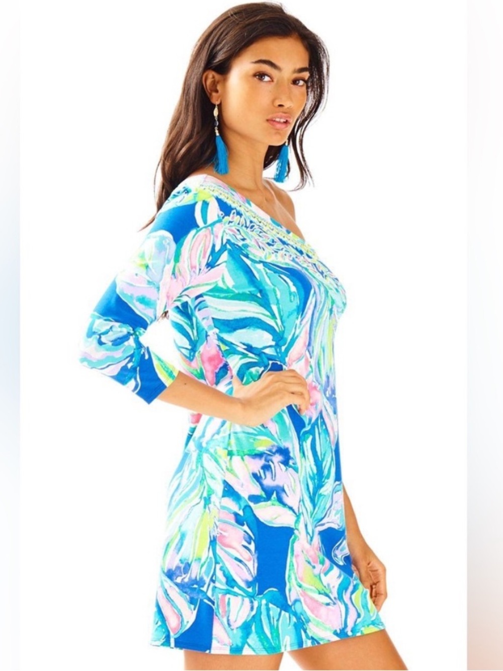 Lilly Pulitzer Multi Casa Del Sol Engineered Petra One Shoulder Mini Dress Small